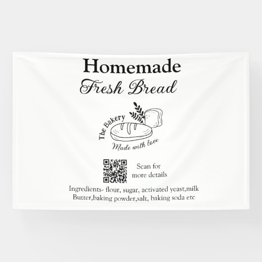 Vers brood bakkerij naam ingrediënten Q of code h Spandoek (Horizontaal)
