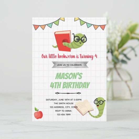 Vers de livres Invitation d'anniversaire (Debout devant)