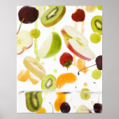 Vers gemengd fruit met appel- en oranje sap poster (Voorkant)