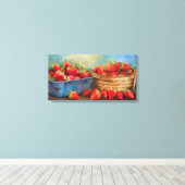 vers geplukte aardbeien canvas afdruk (Insitu (Houten vloer))