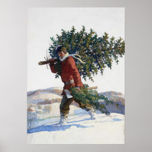 Vers gesneden kerstboom poster