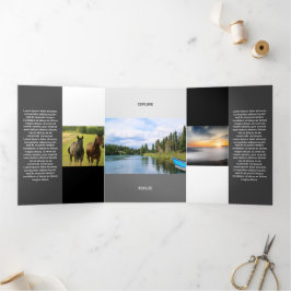 Vers Grijs Zwart Tone Squared Off QR Code Drieluik Kaart