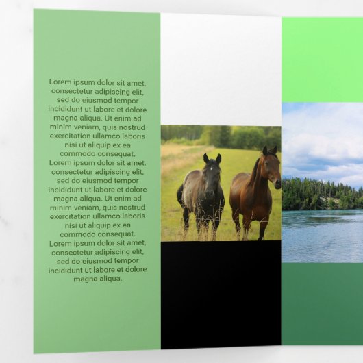 Vers groene toon uitgelijnd QR-code Drieluik Kaart (Binnenzijde eerst)