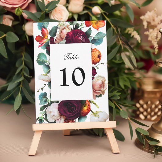 Vers Herfst Floral Elegant Table Number