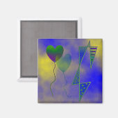 "Vers la lune avec amour" Magnet Carré de 2 pouces (Recto/Verso)