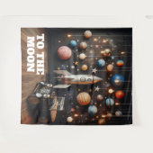 Vers la lune Fond de station de selfie Tapisserie (Devant (Horizontal))