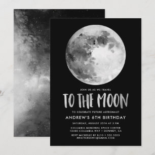 Vers la lune   Invitation de fête d'anniversaire