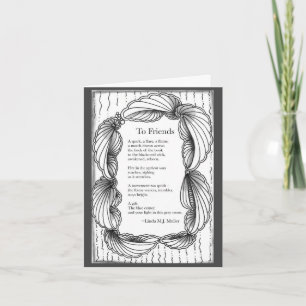 Vers les amis poème Petit, 4" x 5,6" Carte de note