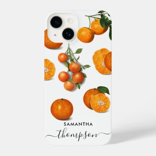 vers modern Citrus Sinaasappels Monogram iPhone Hoesje (Achterkant)