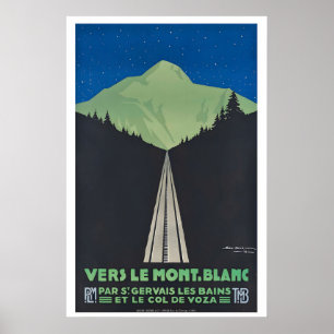 Vers Mont Blanc Affiche de voyage vintage - Encadr