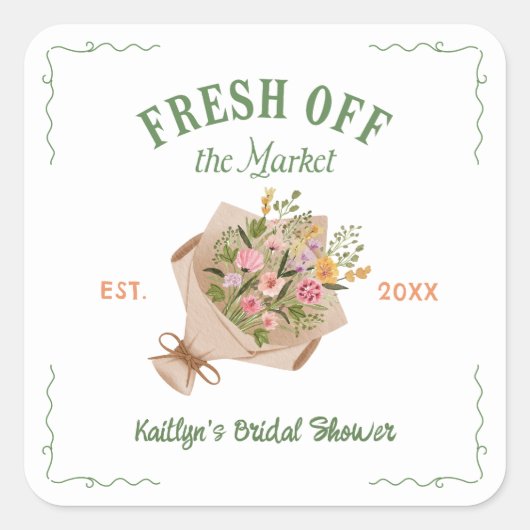 Vers Op De Markt Boerenmarkt Bruidsfeest Vierkante Sticker (Voorkant)