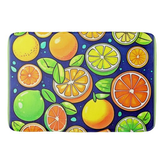 Vers pattern van verse citrus schijf badmat (Voorkant)