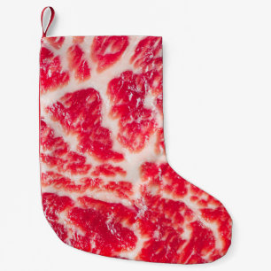 Vers rauw rundvlees steak gemarmerde vleestextuur kleine kerstsok