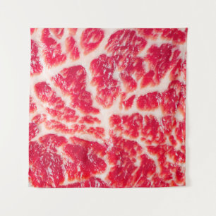 Vers rauw rundvlees steak gemarmerde vleestextuur wandkleed