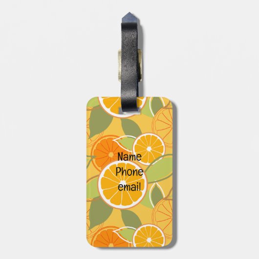 Vers Sinaasappel Citrus Grafisch Patroon Bagagelabel (Achterkant verticaal)