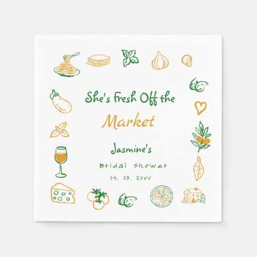 Vers uit de markt handgetrokken Vrijgezellenfeest Servet (Voorkant)