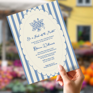 Vers van de markt Blauw Hand getrokken Vrijgezelle Kaart