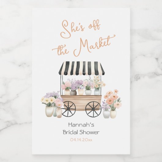 Vers van de markt Bloemen Vrijgezellenfeest Wijn Etiket (Enkel label)