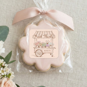 Vers van de Markt Bloemenkar Bruidsdiner Vierkante Sticker