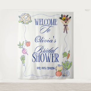 Vers van de Markt Bruidsdouche Whimsisch Getekend Wandkleed