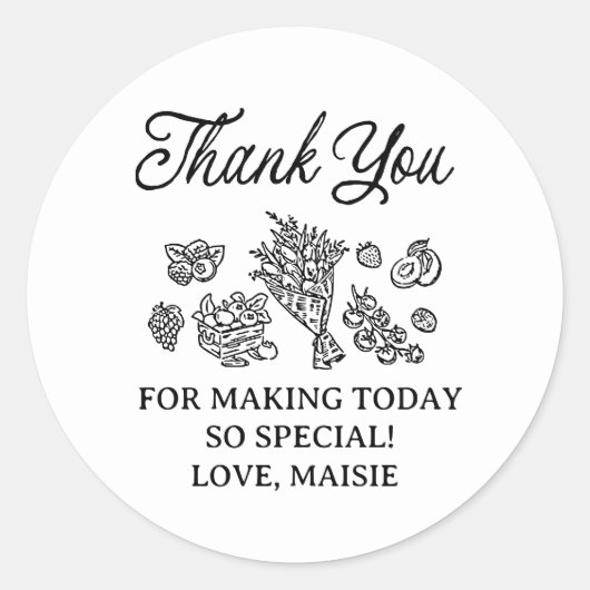 Vers Van De Markt Bruidsmeisje Borrel, Boerenmarkt Ronde Sticker (Voorkant)