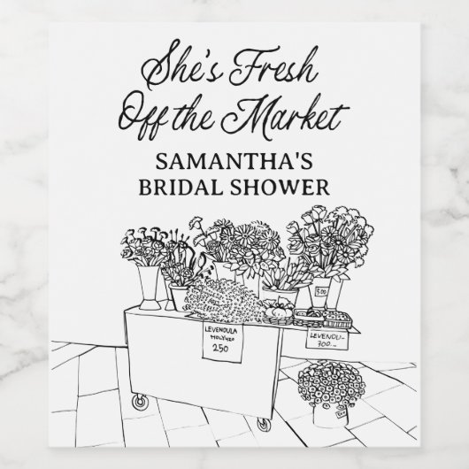 Vers Van De Markt Bruiloft Feest, Boerenmarkt Wijn Etiket (Enkel label)