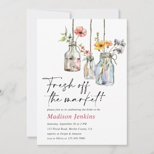 Vers van de markt Floral Jar Vrijgezellenfeest Kaart (Voorkant)
