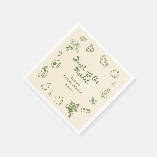 Vers van de markt Groene Hand getrokken Servet (Hoek)