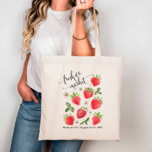 Vers van de markt Retro Aardbeien Bride's Tote Bag