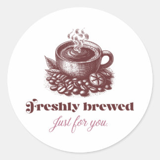Vers-vers gebrouwen vintage koffiekopontwerp ronde sticker