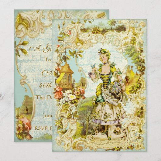 Versailles Butterfly Garden Invitations Kaart (Voorkant / Achterkant)