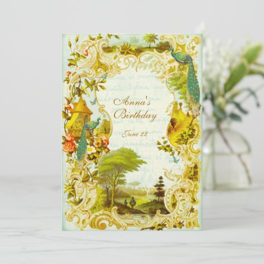 Versailles Peacock Garden Wedding of Event Kaart (Staand voorkant)