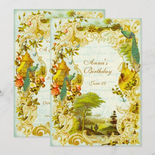 Versailles Peacock Garden Wedding of Event Kaart (Voorkant / Achterkant)