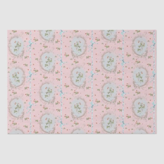 Versailles Strawberrys & Linten Roze Tissuepapier (Voorkant)