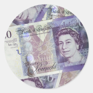 Verscheidene Bills New British0 Pounds Money Ronde Sticker