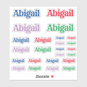 Verscheidenheid van Grootte van de Naam Abigail Sticker