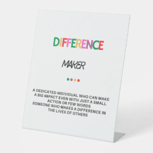 Verschil maker geschenken voor vrouwen, dank u ges reclamebord met voetstuk