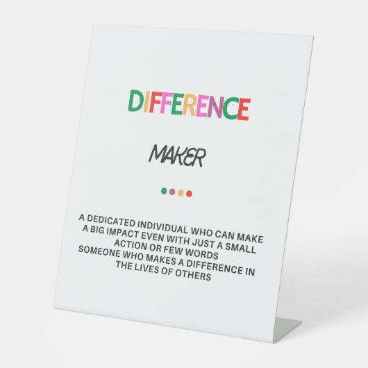 Verschil maker geschenken voor vrouwen, dank u ges reclamebord met voetstuk (Voorkant)