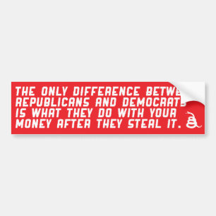 Verschil tussen republikeinen en democraten. bumpersticker