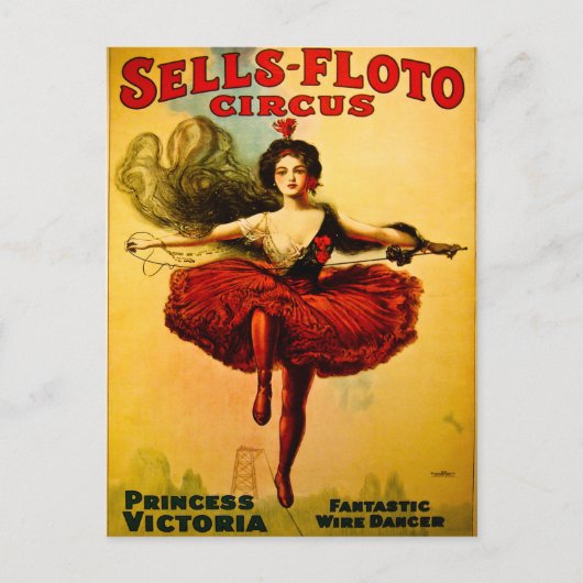 Verschildert Floto Wire Dancer Circus Princess Vic Briefkaart (Voorkant)