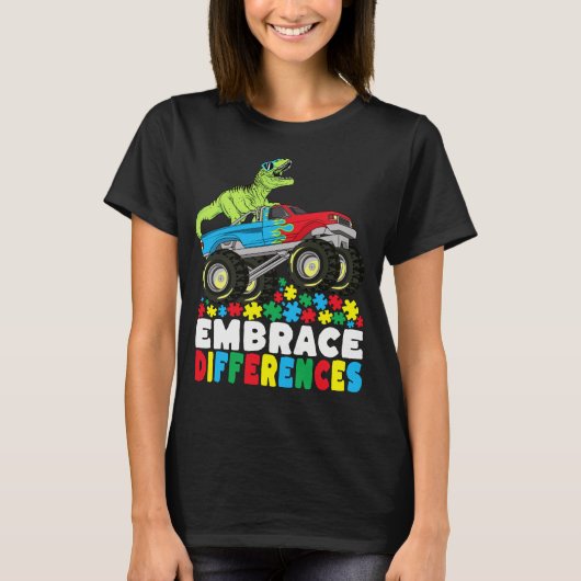 Verschillen in rex monster Truck Autism omhelzen T-shirt (Voorkant)