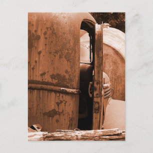 Verschillend Uitzicht oude vrachtwagen in Sepia Briefkaart