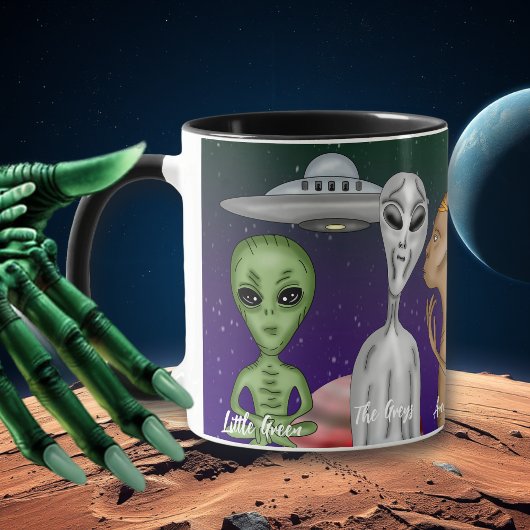 Verschillende Buitenaardse Soorten, UFO, Planeten Mok
