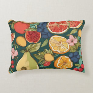 Verschillende citrusvruchten, druiven en bloemen.  accent kussen