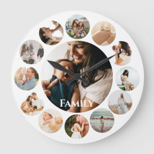 Verschillende foto's Collage Simple Family Round L Grote Klok