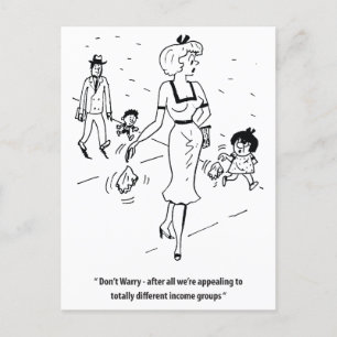 Verschillende inkomensgroepen, grappige situatie,  briefkaart
