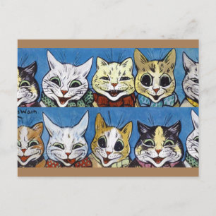 Verschillende katten die uitkijken, Louis Wain Briefkaart