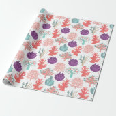 Verschillende koralen diep zee planten patroon cadeaupapier (Uitgerold)