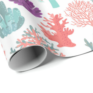 Verschillende koralen diep zee planten patroon cadeaupapier