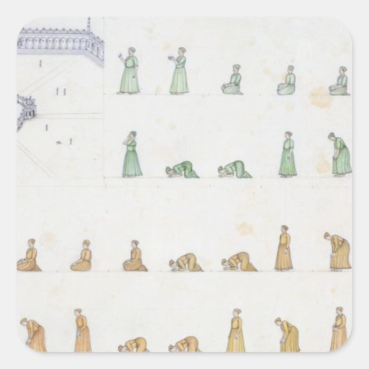 Verschillende posities van het lichaam tijdens het vierkante sticker (Voorkant)